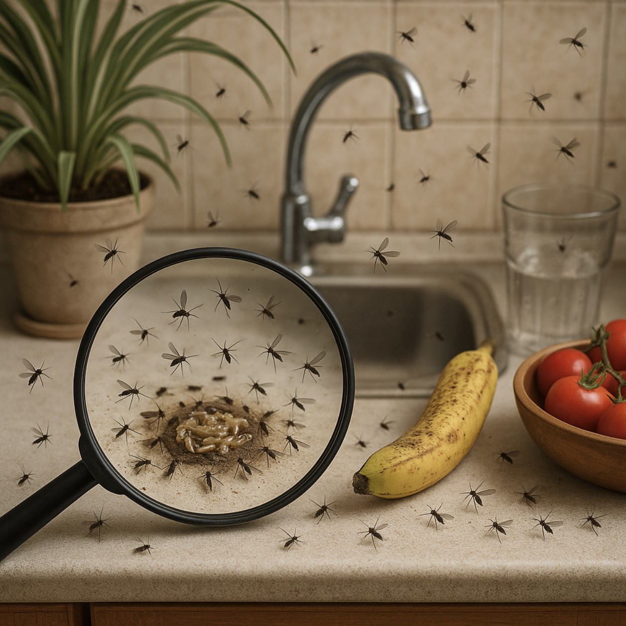 infestation de moucherons dans la cuisine